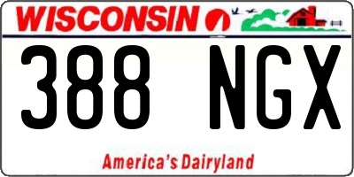 WI license plate 388NGX