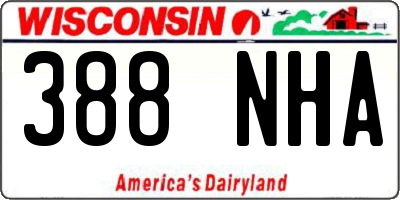 WI license plate 388NHA