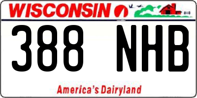 WI license plate 388NHB