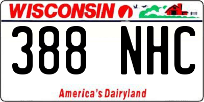 WI license plate 388NHC