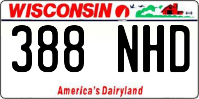 WI license plate 388NHD