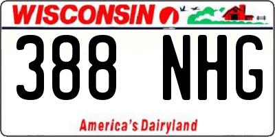 WI license plate 388NHG