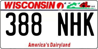 WI license plate 388NHK