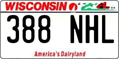 WI license plate 388NHL