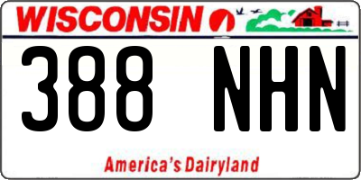 WI license plate 388NHN