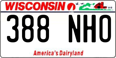 WI license plate 388NHO