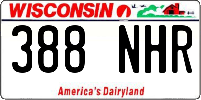 WI license plate 388NHR