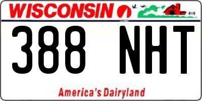 WI license plate 388NHT