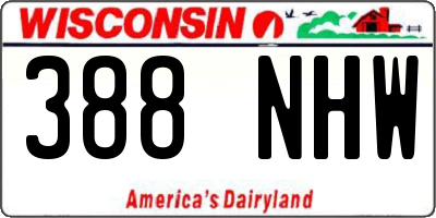 WI license plate 388NHW