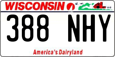 WI license plate 388NHY