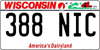 WI license plate 388NIC