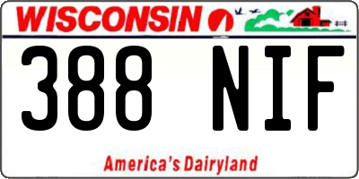 WI license plate 388NIF
