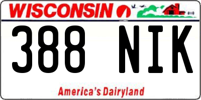 WI license plate 388NIK