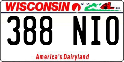 WI license plate 388NIO