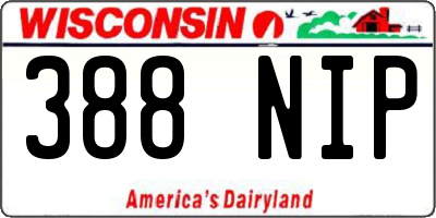 WI license plate 388NIP