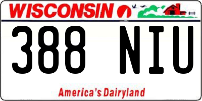 WI license plate 388NIU