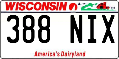 WI license plate 388NIX