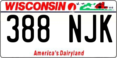 WI license plate 388NJK