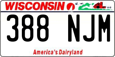 WI license plate 388NJM
