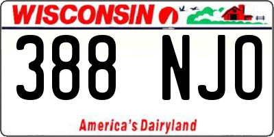 WI license plate 388NJO