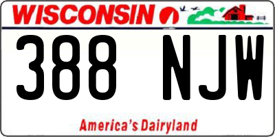 WI license plate 388NJW
