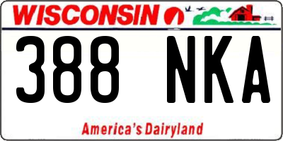 WI license plate 388NKA