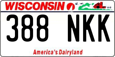 WI license plate 388NKK