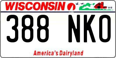 WI license plate 388NKO