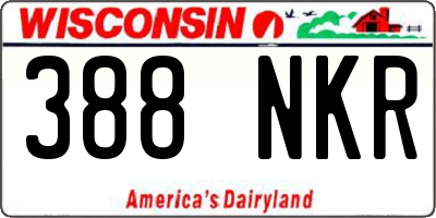 WI license plate 388NKR