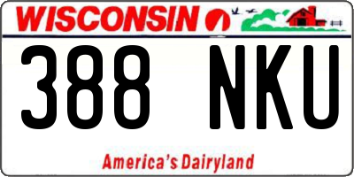 WI license plate 388NKU