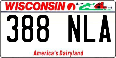WI license plate 388NLA