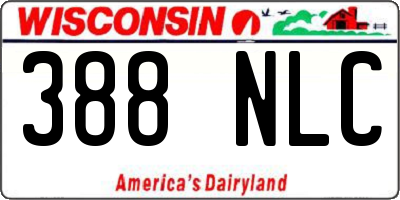 WI license plate 388NLC