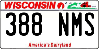 WI license plate 388NMS