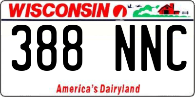 WI license plate 388NNC