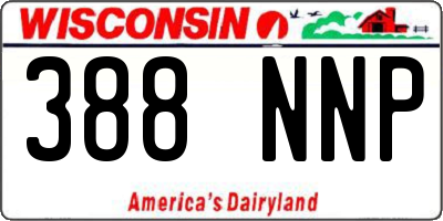 WI license plate 388NNP