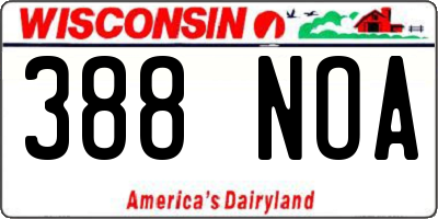WI license plate 388NOA