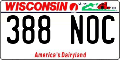 WI license plate 388NOC