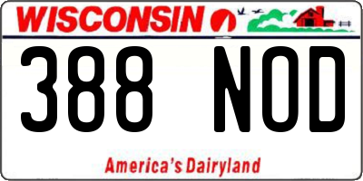 WI license plate 388NOD