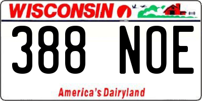 WI license plate 388NOE