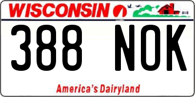 WI license plate 388NOK