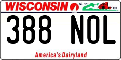 WI license plate 388NOL
