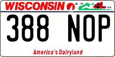 WI license plate 388NOP