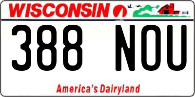 WI license plate 388NOU