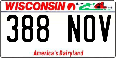 WI license plate 388NOV
