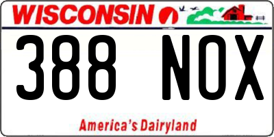 WI license plate 388NOX