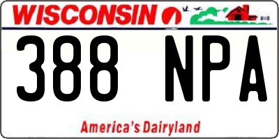 WI license plate 388NPA