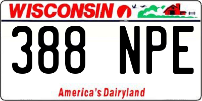 WI license plate 388NPE