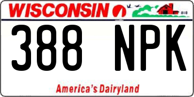 WI license plate 388NPK