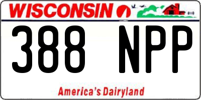 WI license plate 388NPP