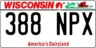 WI license plate 388NPX